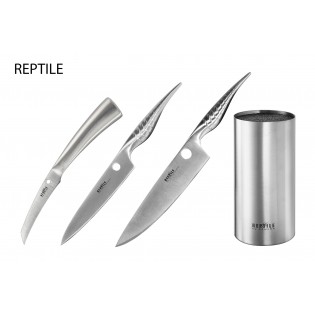Набор из 3-х ножей Samura REPTILE овощной, универсальный, шеф и подставки