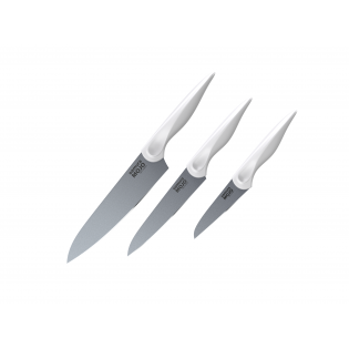 Набор из 3-х ножей Samura MOJO овощной, универсальный 148 мм, шеф, белая рукоять