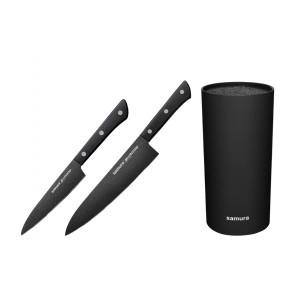 Набор из 2-х ножей Samura Shadow Универсальный 120 мм, Шеф 208 мм и подставки